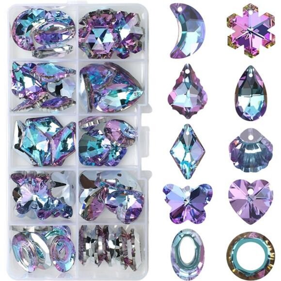 50 Pcs Crystal Suncatcher Beads Kit Colorful Prism Crystal Chandelier Parts - Picture 1 of 8